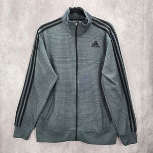 Adidas Gray Stripe Active Sports Full Zip Light Track Suit Coat Jacket Large L
